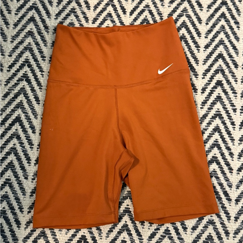 Nike Women’s High-Waist Rust Orange Bike Shorts